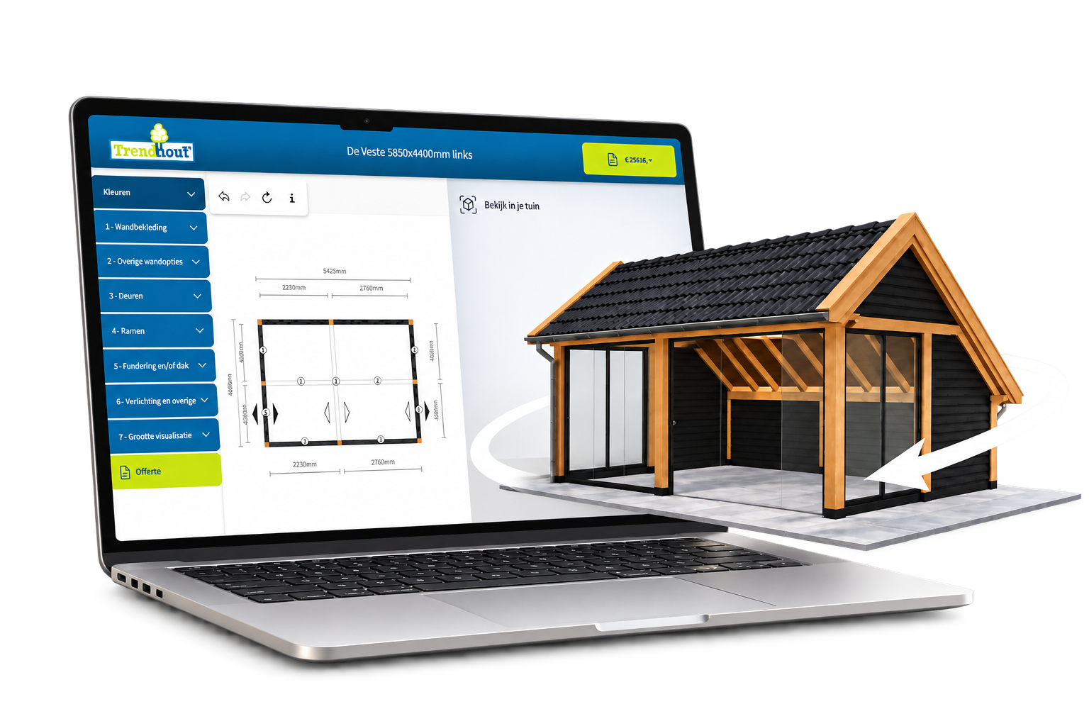 Hero image of the Trendhout 3D configurator
